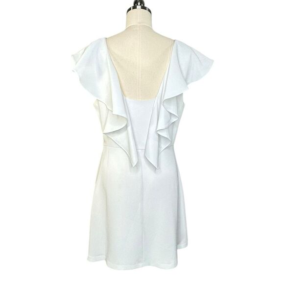 BCBGeneration White Ruffle Back Mini Dress | Size 10 - Picture 10 of 10